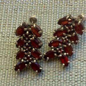 Rich Garnet Drop Earrings with Sterling Silver